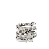 18k White Gold 1.25ct G VS2 Round Diamond / 1.00ct Black Round Diamond Ring 20mm Wide 13 gram